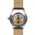 Montre homme avec bracelet en cuir marron, mouvement automatique visible par le fond en verre