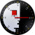 Horloge murale avec cadran rond, design noir et blanc de 35 cm avec aiguilles et index rouges