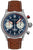 Montre Bauhaus pour homme : bracelet en cuir marron, cadran chronographe bleu