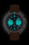 Montre chronographe Bauhaus pour homme avec bracelet en cuir marron et cadran bleu foncé