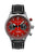 Bauhaus Aviation Armbanduhr mit rotem Chronograph-Zifferblatt, schwarzem Lederband