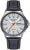 Bracelet de montre pour homme avec boîtier en titane, bracelet en cuir noir et cadran marqué de bleu