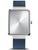 Bering Classic Herrenuhr: blaues Milanaiseband, eckiges silbernes Gehäuse, Saphirglas