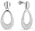 Boucles d'oreilles pendantes argentées avec pavage scintillant de cristaux, bord incurvé