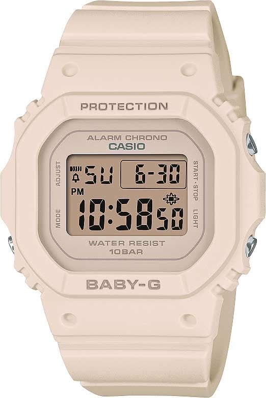 Casio Baby-G montre pour femme avec bracelet en plastique beige et affichage numérique, antichoc