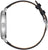 Bracelet de montre pour homme en vue latérale avec bracelet en cuir noir et boîtier argenté
