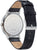 Bracelet de montre pour homme avec bracelet en cuir noir et lunette ronde en acier inoxydable
