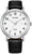 Bracelet de montre pour homme avec cadran blanc, chiffres noirs et bracelet en cuir noir