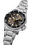 Herrenarmbanduhr, schwarzes Zifferblatt mit goldenen Akzenten, drehbarer Lünette, Edelstahlarmband