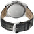 Herrenarmbanduhr mit Edelstahlboden und schwarzem Lederarmband, Verschluss sichtbar