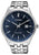 Montre Citizen Eco-Drive : cadran bleu, boîtier rond en acier inoxydable, bracelet à maillons