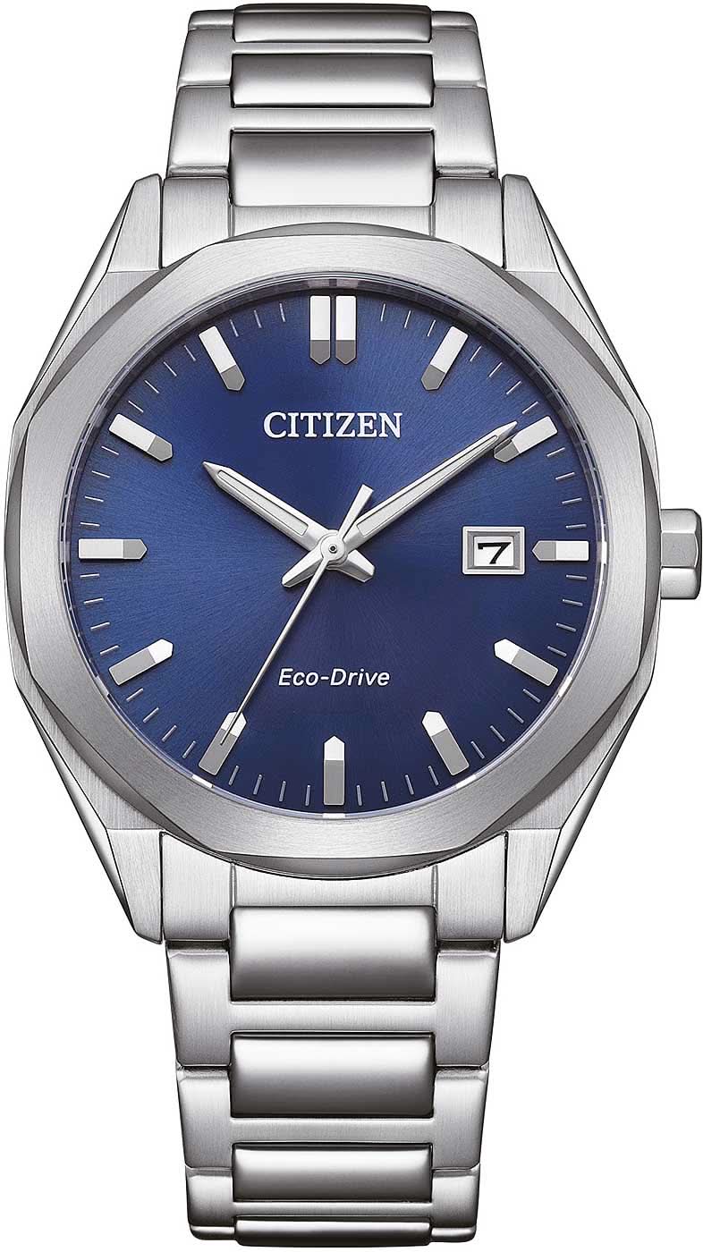Montre Citizen Eco-Drive pour homme avec cadran bleu et bracelet en acier inoxydable, lunette ronde