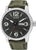 Bracelet pour homme avec cadran noir et bracelet textile vert, lunette argentée