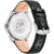Citizen Eco-Drive Herrenuhr mit schwarzem Lederarmband und silbernem Zifferblatt, Kalenderbereich