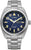Bracelet de montre pour homme avec cadran bleu, bracelet en métal argenté et affichage de la date
