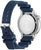 Herrenuhr mit blauem Armband und sichtbarer Gehäuserückseite