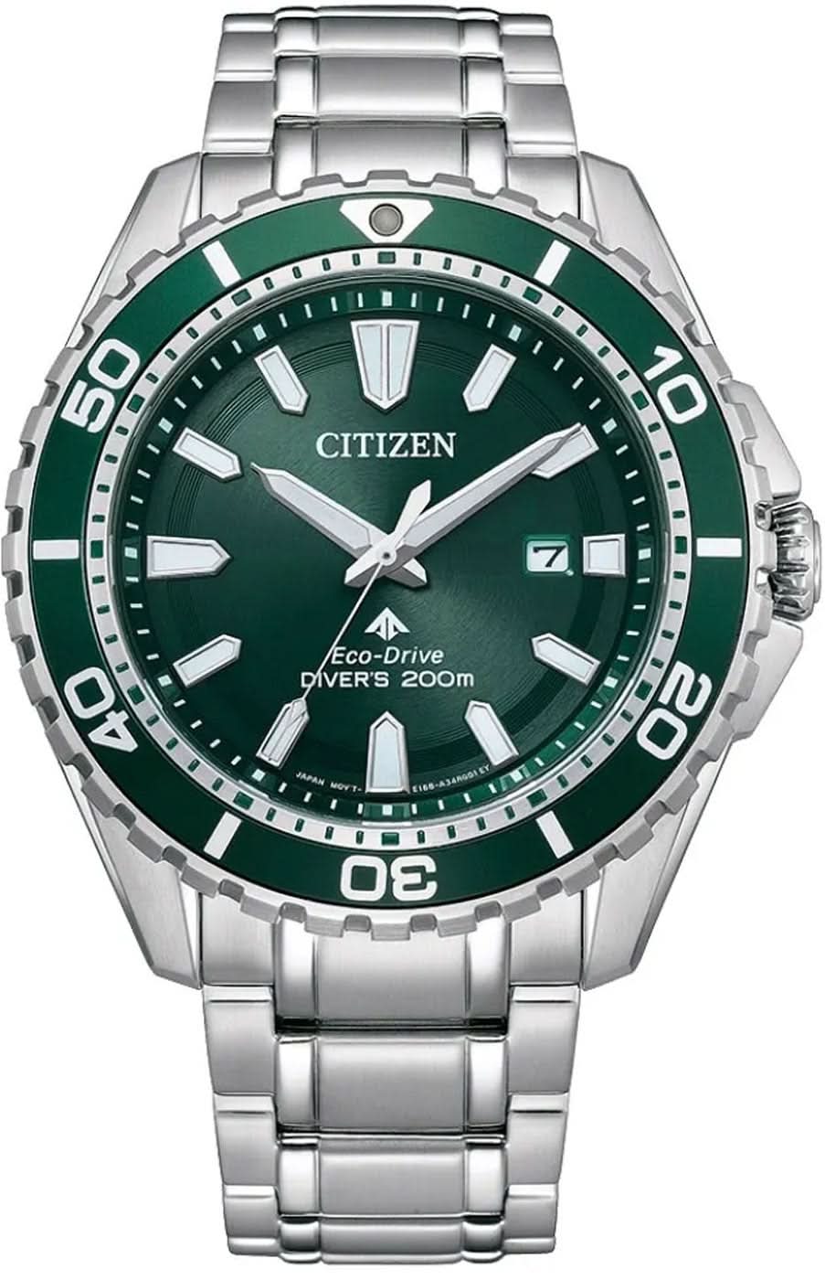 Montre pour homme avec cadran vert, aiguilles et bracelet en acier inoxydable, boîtier rond