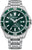 Montre pour homme avec cadran vert, aiguilles et bracelet en acier inoxydable, boîtier rond
