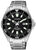 Bracelet de montre pour homme avec cadran noir, index lumineux et bracelet en acier inoxydable