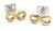 Boucles d'oreilles motif infini, double boucle dorée avec fermoir poussette