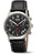 Herrenarmbanduhr Boccia mit schwarzem Lederarmband, rundem Gehäuse und Chronographen-Zifferblatt