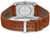 Herrenarmbanduhr mit braunem Lederband, Schnalle und rechteckigem Gehäuseboden