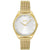 BOSS Damenuhr mit goldfarbenem Milanaise-Armband und Zirkonia-Zifferblatt