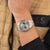 Herrenarmbanduhr mit blauem Zifferblatt und Edelstahlband, Chronographen-Optik