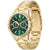 Herrenarmbanduhr mit grünem Zifferblatt, goldfarbenem Gehäuse und Tachymeter-Ring