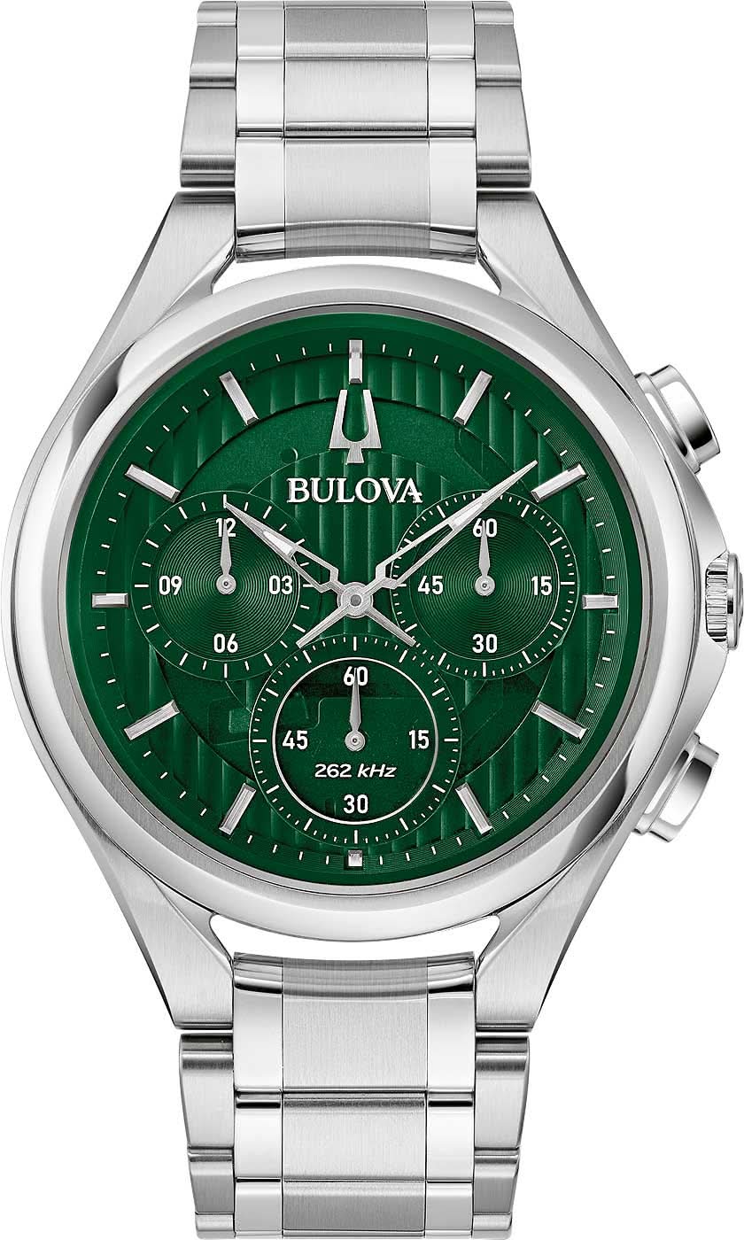 Montre Bulova Curv 96A297 pour homme • Mouvement chronographe incurvé • Quartz 262 kHz