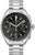 Herrenarmbanduhr mit schwarzem Zifferblatt, Tachymeter- und Chronographanzeigen, Edelstahlarmband