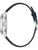 Herrenarmbanduhr mit blauem Lederband und silberfarbenem Gehäuse, Seitenansicht
