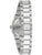 Bulova Damenuhr Rückseite mit silbernem Edelstahlgehäuse und Krone am Band