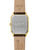 Herrenarmbanduhr mit silbernem Gehäuseboden und beigem Lederarmband