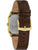 Herrenarmbanduhr mit braunem Lederarmband, Blick auf Gehäuse und Schließe