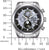 Herrenarmbanduhr frontal: schwarzer Minutenring, silbernes Zifferblatt, Titangehäuse