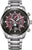 Herrenuhr mit schwarzem Zifferblatt, Edelstahlarmband und Mondphasen-Anzeige