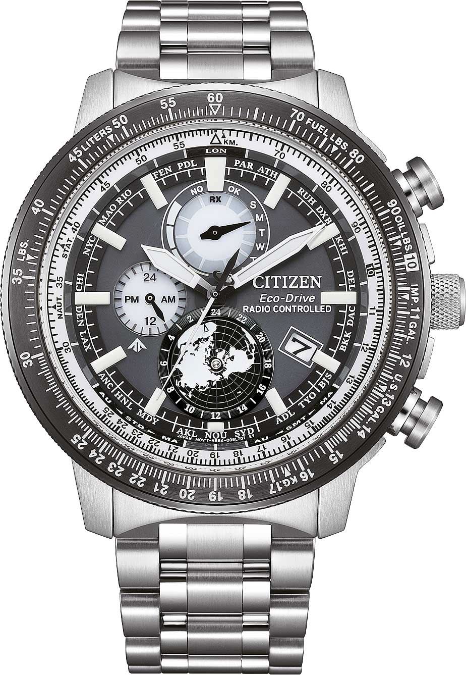 Citizen Promaster Herrenuhr mit Metallarmband, dunkelgrauem Zifferblatt und Subziffern