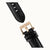 Uhrenarmband mit schwarzem Leder und roségoldener Dornschließe