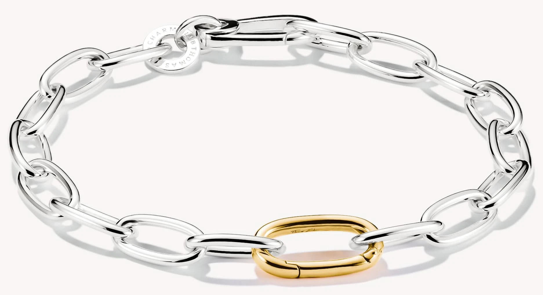 Bracelet gourmette avec maillons argentés et fermoir doré, Thomas Sabo