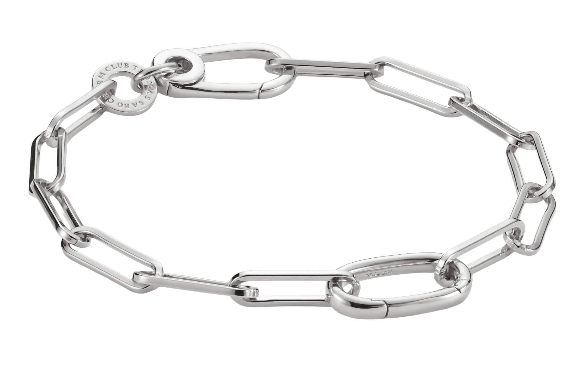 Bracelet jonc à maillons en argent avec fermoir mousqueton