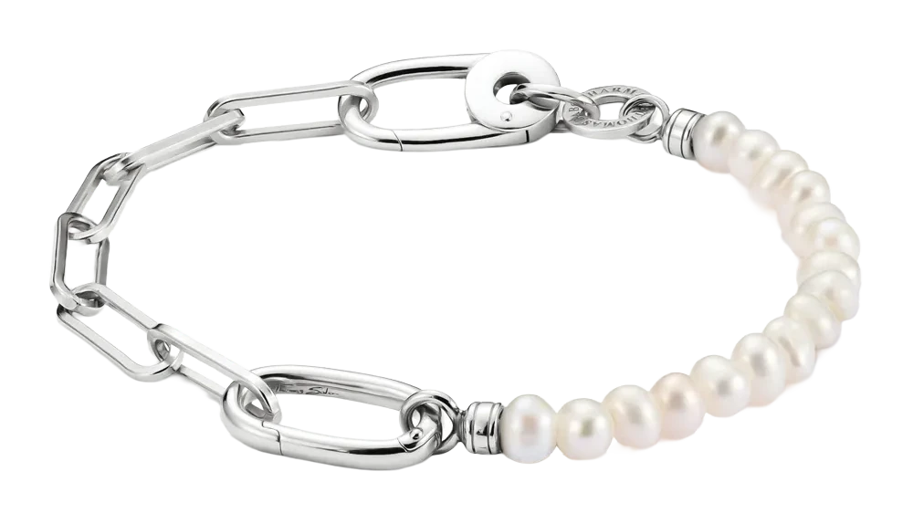 Bracelet Thomas Sabo avec perles et maillon de connexion, fermoir argenté