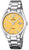 Montre pour homme avec bracelet en acier inoxydable argenté, cadran jaune, chiffres romains et affichage de la date 30