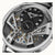 Herrenarmbanduhr mit offenem Automatik-Display, schwarzem Zifferblatt und römischen Indexen