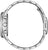 Bracelet de montre pour homme, vue de côté, avec boîtier rond en acier inoxydable argenté et bracelet à maillons