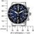Montre pour homme, vue de face, avec cadran chronographe bleu et boîtier en acier inoxydable argenté