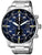 Montre pour homme avec cadran bleu, sous-cadrans chronographes et bracelet en acier inoxydable argenté