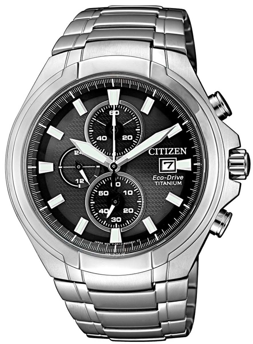 Montre Citizen pour homme avec bracelet en acier inoxydable, cadran noir et look chronographe