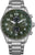 Citizen Eco-Drive Chronographe : montre pour homme avec cadran vert et bracelet en acier inoxydable.