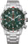 Montre chronographe Citizen sportive avec cadran vert et bracelet en acier inoxydable argenté